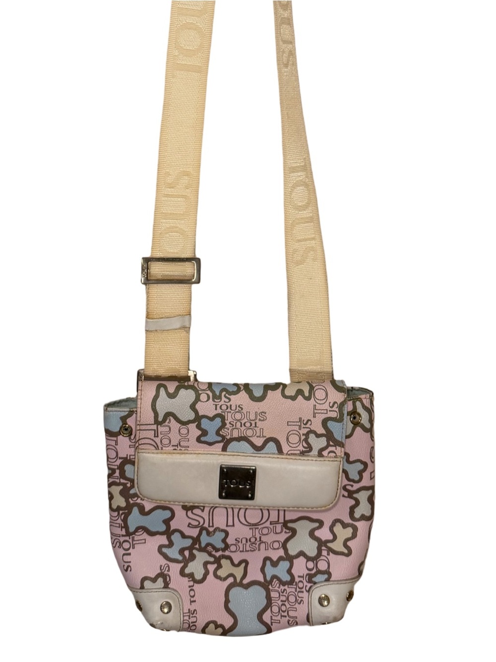 Tous Pink Patterned Crossbody Bag with Beige Strap - Picture 2 of 12